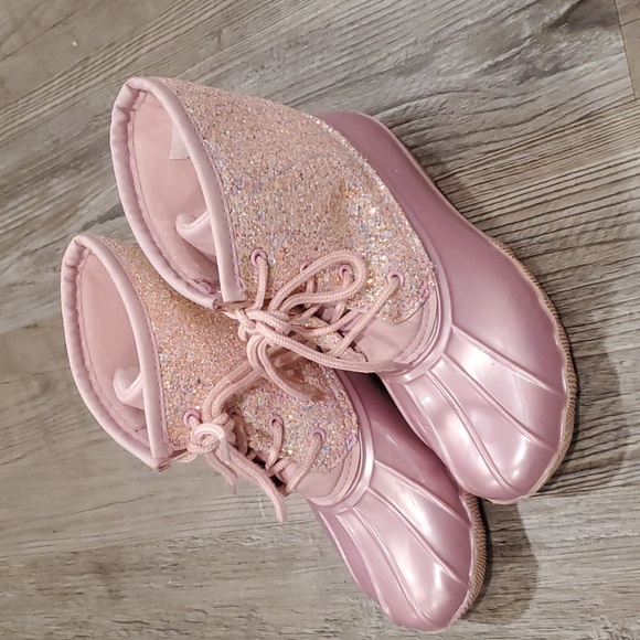 Jessica Carlyle Lace Up Glitter Duck Boots Size 3 - Picture 2 of 9